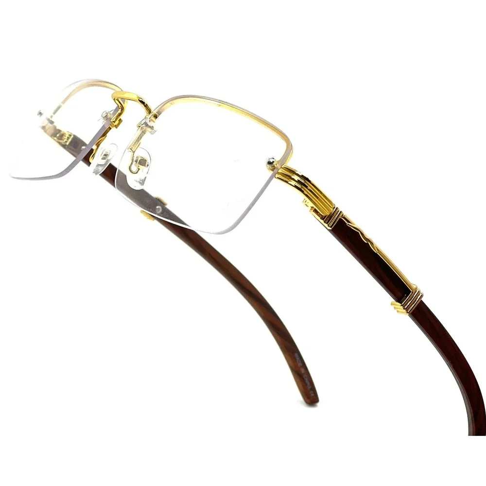 Rimless Sunglasses‎ Rectangle CLEAR Lens Gold Frame Hip Hop Eyewear Street Wear